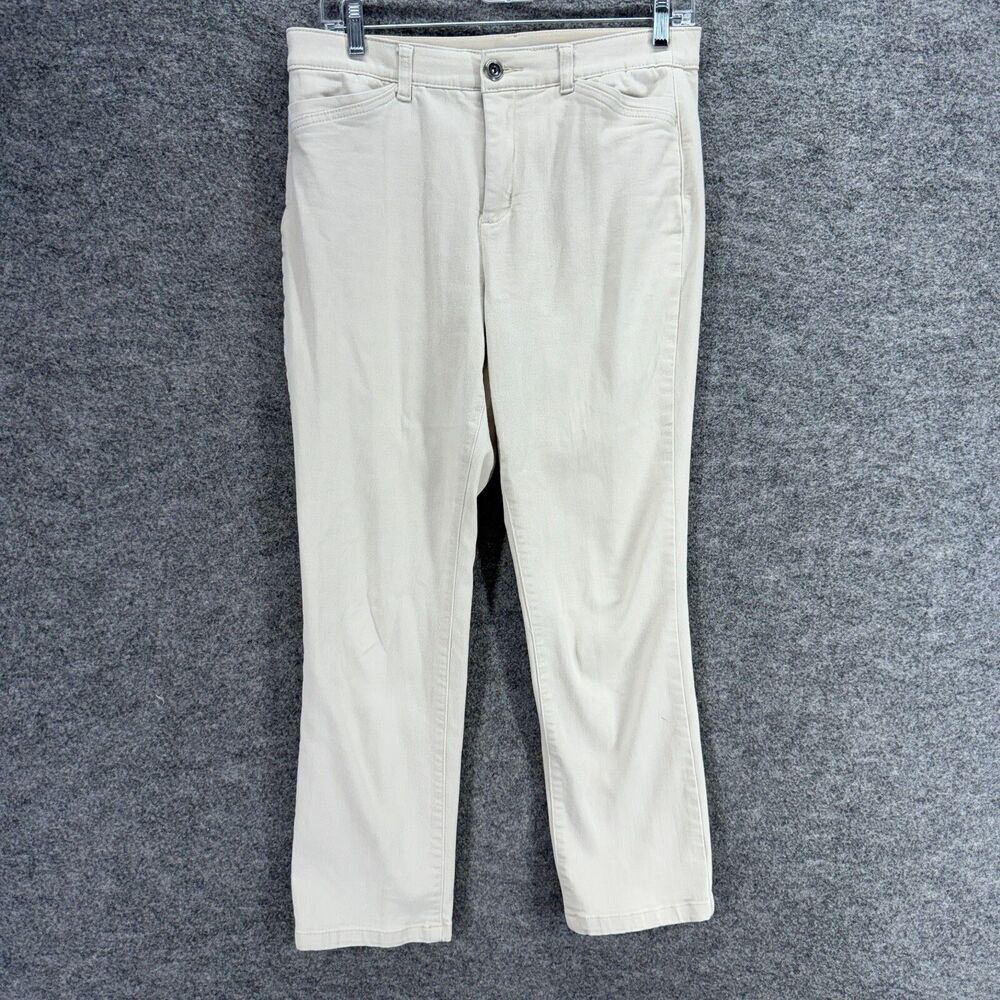Signature Pants Women 6 Beige Slimming Mid Rise Flat Front Pockets Cotton Casual
